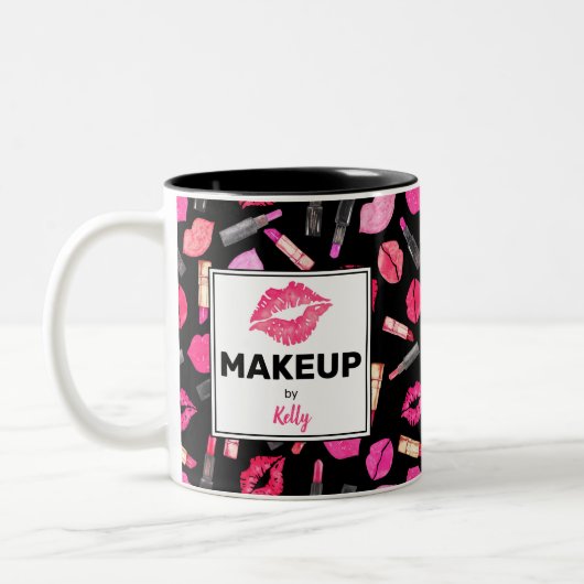 Aangepaste Waterverf lipstick Pattern Makeup Tw Tweekleurige Koffiemok (Links)