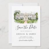 Aangepaste Waterverf Locatie Trouwen save the date Kaart (Voorkant)