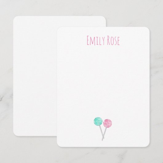 Aangepaste Waterverf Lollipops Note Kaart Notitiekaartje (Voorkant / Achterkant)