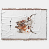 Aangepaste waterverf Longhorn Western Ranch Kunst Deken (Voorkant)