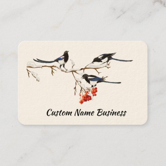 Aangepaste Waterverf Magpie Garden Birds Art Visitekaartje (Achterkant)