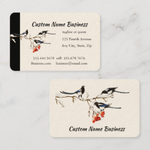 Aangepaste Waterverf Magpie Garden Birds Art Visitekaartje
