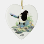 Aangepaste Waterverf Magpie, Vogeldier Keramisch Ornament (Rechts)