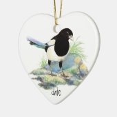 Aangepaste Waterverf Magpie, Vogeldier Keramisch Ornament (Links)