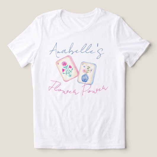 Aangepaste waterverf Mahjong Flower Power-tegel Tri-Blend Shirt (Design voorkant)