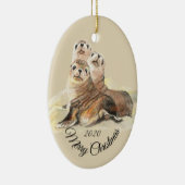 Aangepaste Waterverf met kerstmis Keramisch Ornament (Rechts)