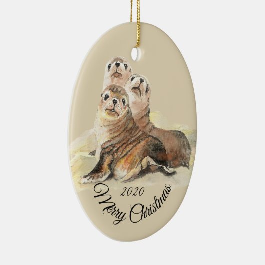 Aangepaste Waterverf met kerstmis Keramisch Ornament (Rechts)