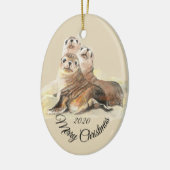 Aangepaste Waterverf met kerstmis Keramisch Ornament (Links)