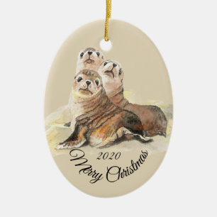 Aangepaste Waterverf met kerstmis Keramisch Ornament