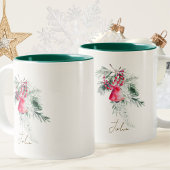 Aangepaste Waterverf Modern Script verlaat Kerstmi Tweekleurige Koffiemok