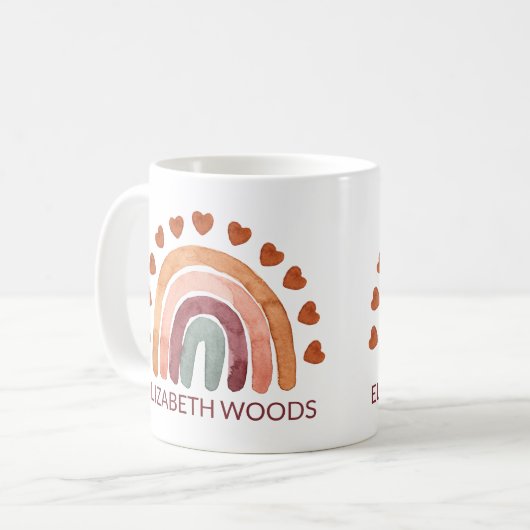 Aangepaste Waterverf Moderne regenboog & hart Koffiemok (Voorkant links)
