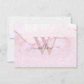 Aangepaste Waterverf monogram roze Bedankkaart (Voorkant)
