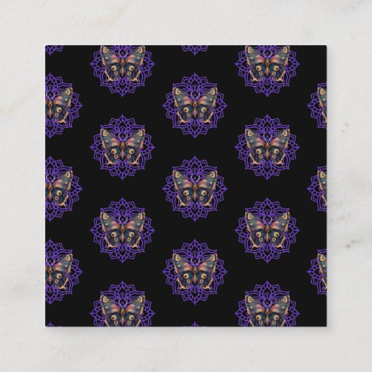 Aangepaste Waterverf Moth Mandala Vierkante Visitekaartje (Achterkant)
