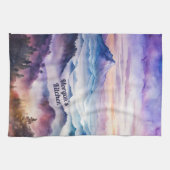 Aangepaste Waterverf Mountain Mist landschap Theedoek (Horizontaal)