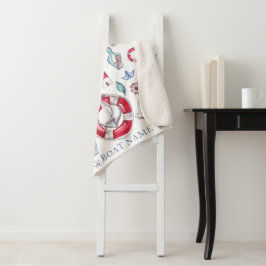 Aangepaste Waterverf Nautical Boat Name Sherpa Deken