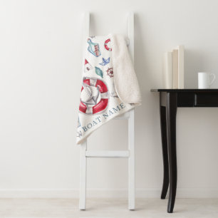 Aangepaste Waterverf Nautical Boat Name Sherpa Deken