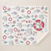 Aangepaste Waterverf Nautical Boat Name Sherpa Deken (Voorkant (horizontaal))