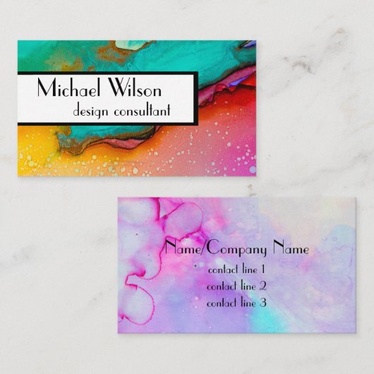 aangepaste waterverf ontwerp visitekaartjes sjablo (Voorkant / Achterkant)