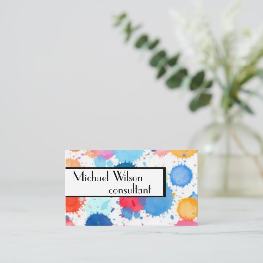 aangepaste waterverf ontwerp visitekaartjes sjablo (Staand voorkant)