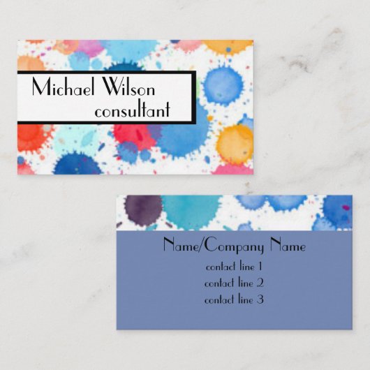 aangepaste waterverf ontwerp visitekaartjes sjablo (Voorkant / Achterkant)