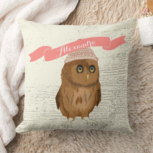 Aangepaste Waterverf Owl Abriot Banner Kussen (Deken)