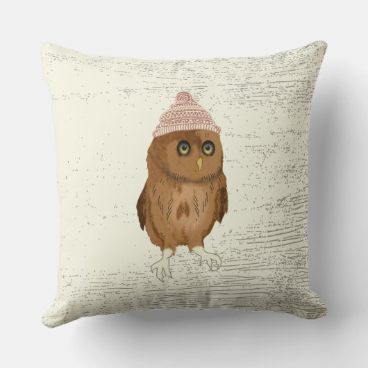Aangepaste Waterverf Owl Abriot Banner Kussen (Achterkant)