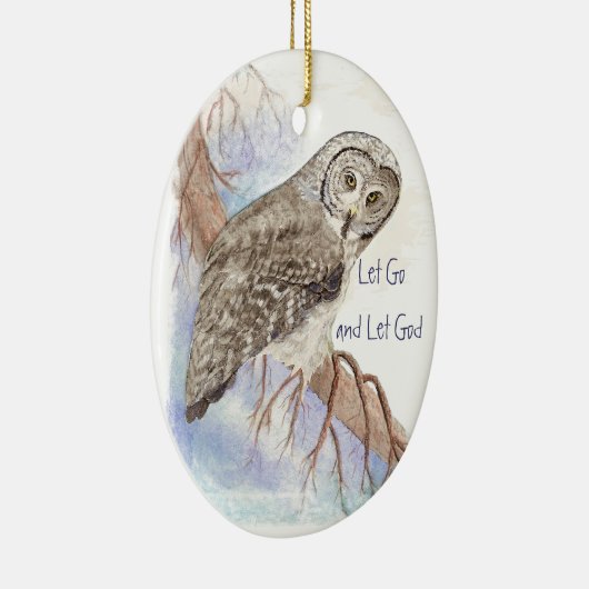 Aangepaste Waterverf Owl Dated Laat God gaan Keramisch Ornament (Rechts)