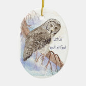 Aangepaste Waterverf Owl Dated Laat God gaan Keramisch Ornament (Voorkant)