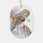 Aangepaste Waterverf Owl Dated Laat God gaan Keramisch Ornament (Achterkant)