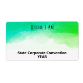 Aangepaste Waterverf papiernaamtag Turquoise Etiket (Voorkant)