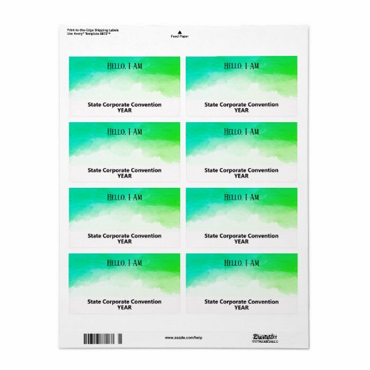 Aangepaste Waterverf papiernaamtag Turquoise Etiket (Full Sheet)