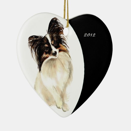 Aangepaste Waterverf papillon Dog pet Keramisch Ornament (Rechts)