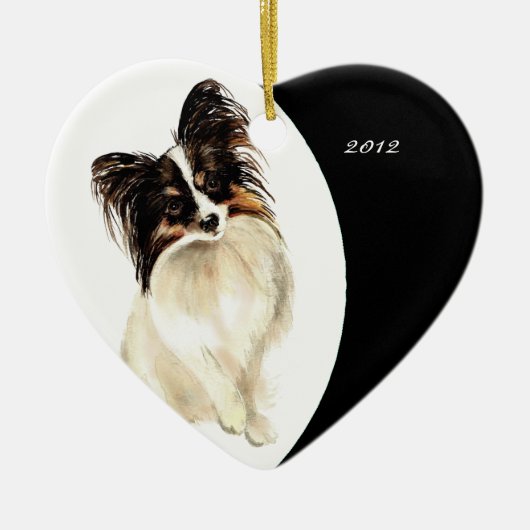 Aangepaste Waterverf papillon Dog pet Keramisch Ornament (Voorkant)