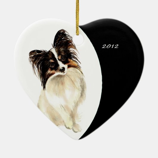 Aangepaste Waterverf papillon Dog pet Keramisch Ornament (Achterkant)