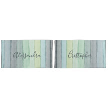 Aangepaste Waterverf Pastel Retro Stripes Blauw Gr