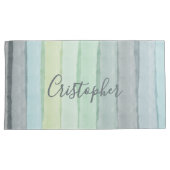 Aangepaste Waterverf Pastel Retro Stripes Blauw Gr Kussensloop (Voorkant-Rechts)