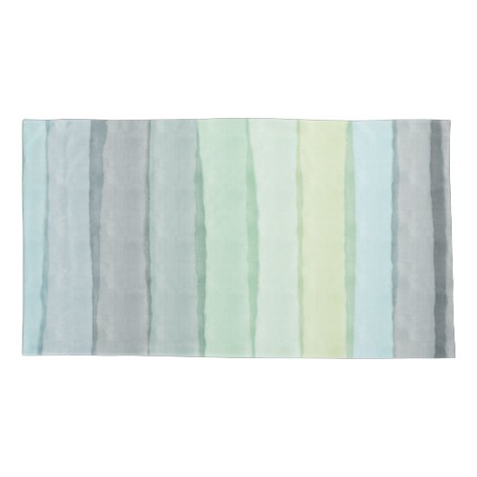 Aangepaste Waterverf Pastel Retro Stripes Blauw Gr Kussensloop (Achterkant-Links)