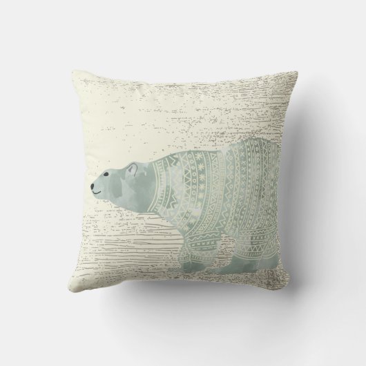 Aangepaste Waterverf Polar Beer Grey Banner Kussen (Achterkant)