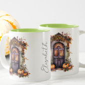 Aangepaste Waterverf  Pompoen Deur Fall Bladeren Tweekleurige Koffiemok