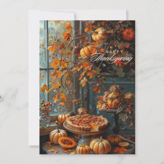 Aangepaste Waterverf pompoentaart Happy Thanksgivi Feestdagenkaart (Voorkant)
