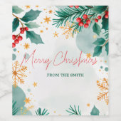Aangepaste waterverf Prettig Kerstfeest Elegant Wijn Etiket (Enkel label)
