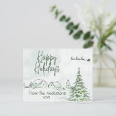 Aangepaste waterverf Prettig kerstfeest Naam Datum Briefkaart (Staand voorkant)
