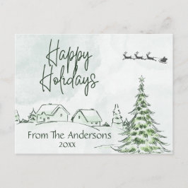 Aangepaste waterverf Prettig kerstfeest Naam Datum Briefkaart