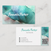 Aangepaste Waterverf QR-codeillustrator Visitekaartje (Voorkant / Achterkant)