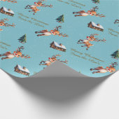 Aangepaste Waterverf Rendier Sneeuwhut Kerst Cadeaupapier (Hoek)