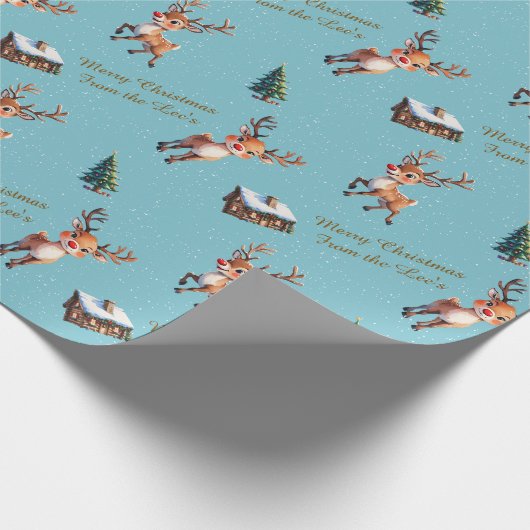 Aangepaste Waterverf Rendier Sneeuwhut Kerst Cadeaupapier (Hoek)