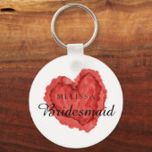 Aangepaste Waterverf Rode hartbridesmaid Sleutelhanger (Voorkant)