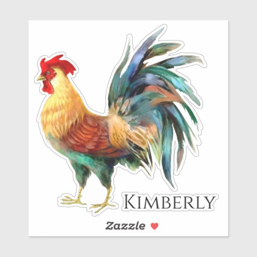 Aangepaste Waterverf Rooster Sticker (Vel)