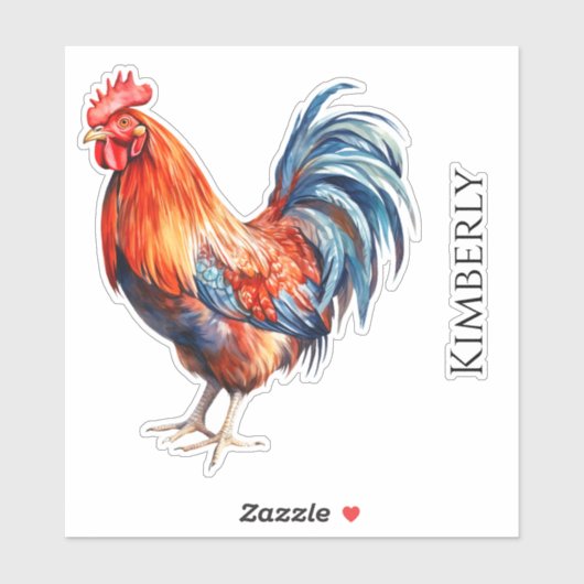 Aangepaste Waterverf Rooster Sticker (Vel)