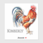 Aangepaste Waterverf Rooster Sticker (Vel)